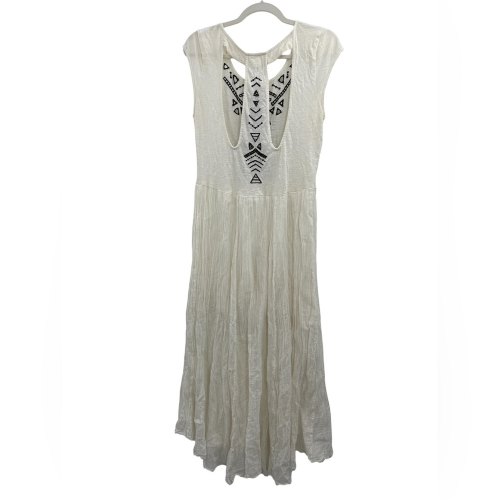 Free People Toosaloosa Meadow Midi Dress Ivory Cotton Gauze Embroidered Boho M - Picture 10 of 15